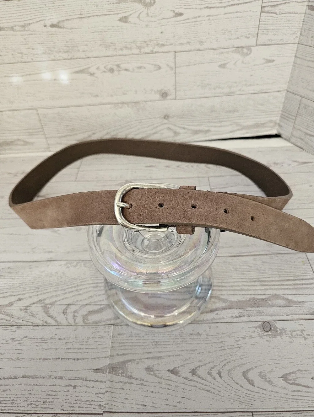 Zara 100% Genuine Leather Belt Women Light Brown Tan Suede Silver Buckle NWOT